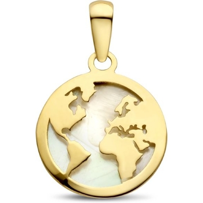 hanger wereldbol parelmoer 14K geelgoud