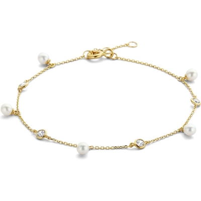 armband parel en zirkonia 16 - 17 - 18 cm 14K geelgoud