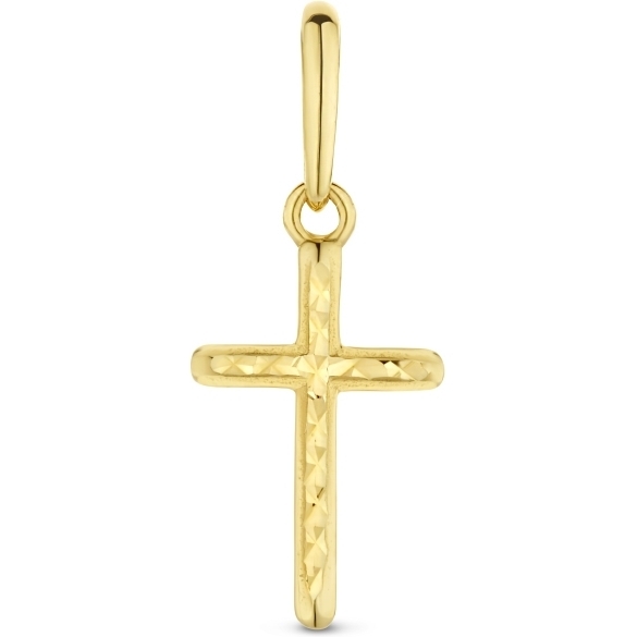 884919 14k gouden hanger kruisje gediamanteerd