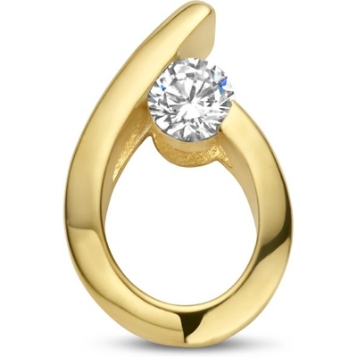 hanger druppel zirkonia 13 mm 14K geelgoud