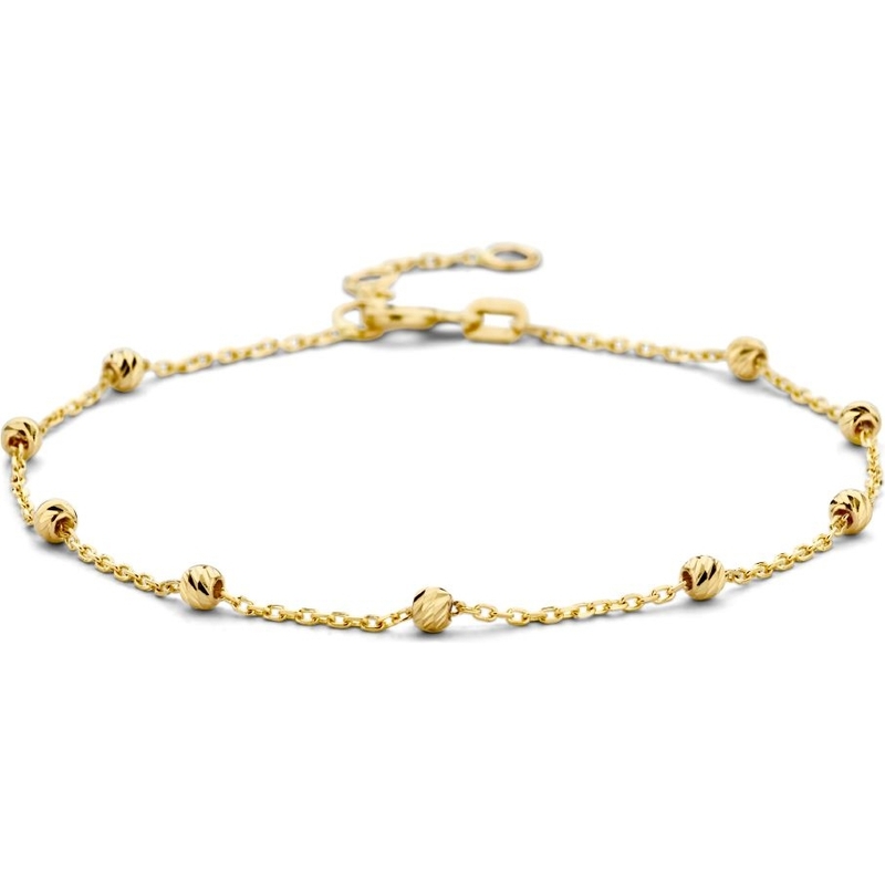 Treasure Collection 882726 14k gouden armband met bolletjes gediamanteerd