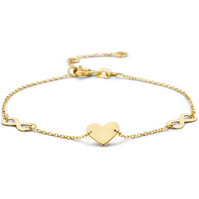 armband hart en infinity 155 - 17 - 185 cm 14K geelgoud