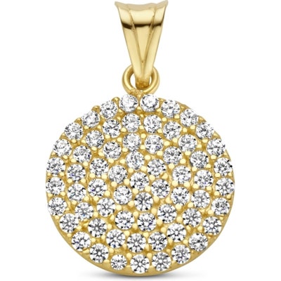 hanger rondje zirkonia 14K geelgoud