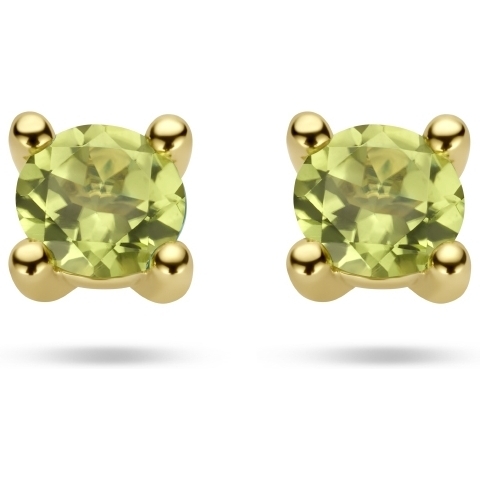 885780 14k gouden oorknopjes met peridoot 4 mm