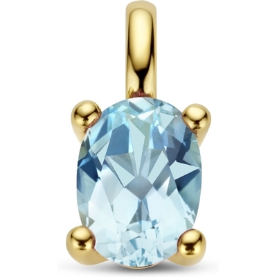 hanger blauw topaas 12 mm 14K geelgoud