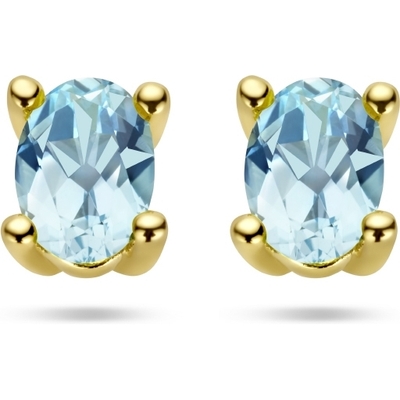 oorknoppen blauw topaas 14K geelgoud