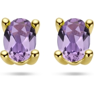 oorknoppen amethist 14K geelgoud