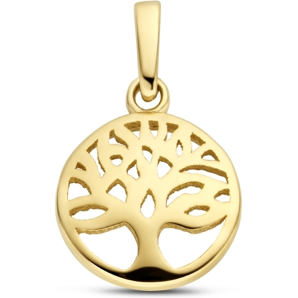 884937 14k gouden hanger levensboom 15 mm