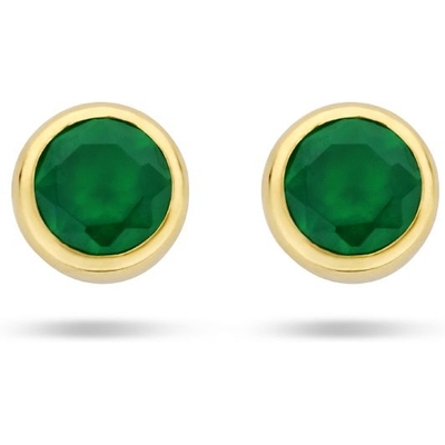 Treasure Collection 883062 14k gouden oorknopjes met groen agaat