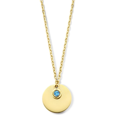 graveercollier met zirkonia geboortesteen 45 - 47 - 49 cm 14K geelgoud