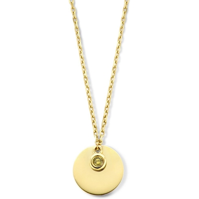 graveercollier met zirkonia geboortesteen 45 - 47 - 49 cm 14K geelgoud