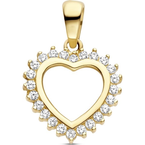 Treasure Collection 883125 14k gouden hanger hartje met zirkonia
