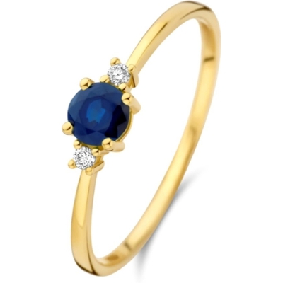 Treasure Collection 883069 14k gouden ring met saffier en 0,03 ct diamant