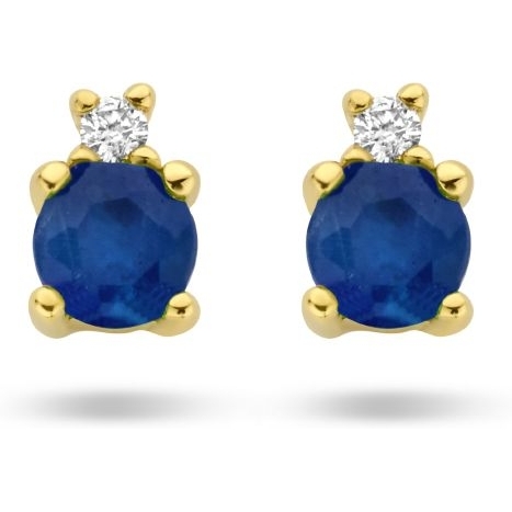Treasure Collection 883065 14k gouden oorknopjes met saffier en diamant