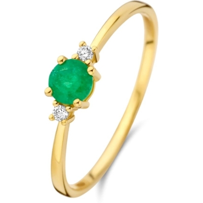 Treasure Collection 883070 14k gouden ring met smaragd en 0,03 ct diamant