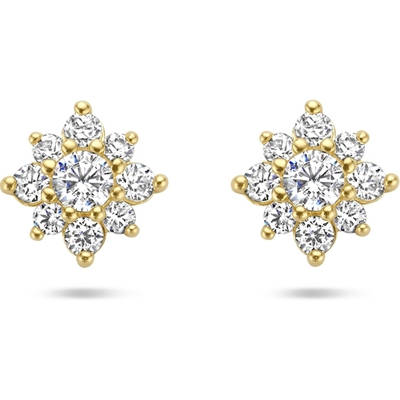 Treasure Collection 883820 14k gouden oorknopjes rozet met zirkonia