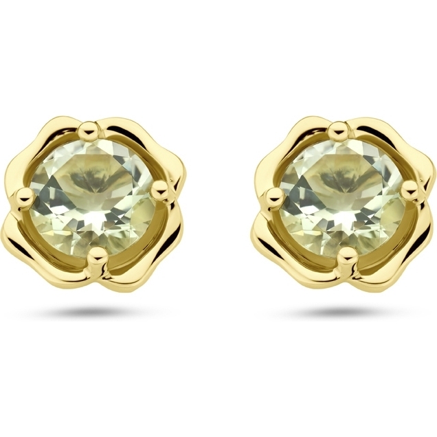 Treasure Collection THOJ2855 14k gouden oorknopjes met groen amethist