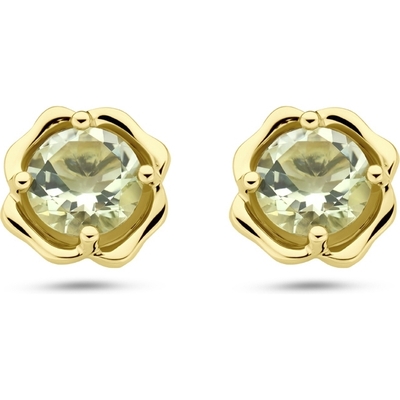 oorknoppen groen amethist 14K geelgoud