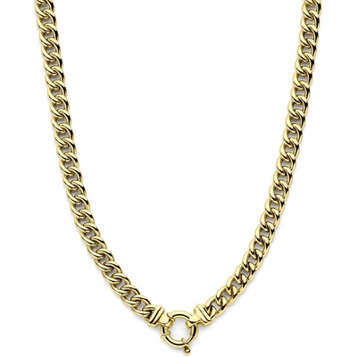 collier gourmette 77 mm 45 cm met groot springslot 14K geelgoud