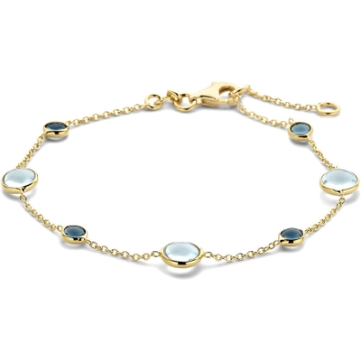armband blauw topaas en london blue topaas 17 - 19 cm 14K geelgoud