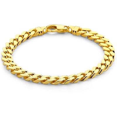 armband gourmette 6-zijdes geslepen 7 mm 14K geelgoud