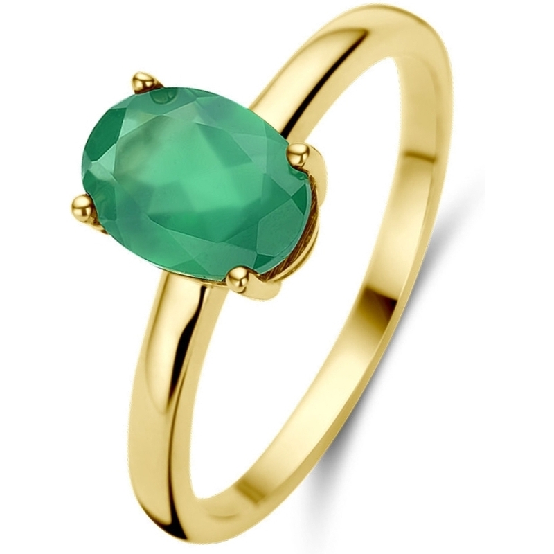884374 14k gouden ring met groen agaat