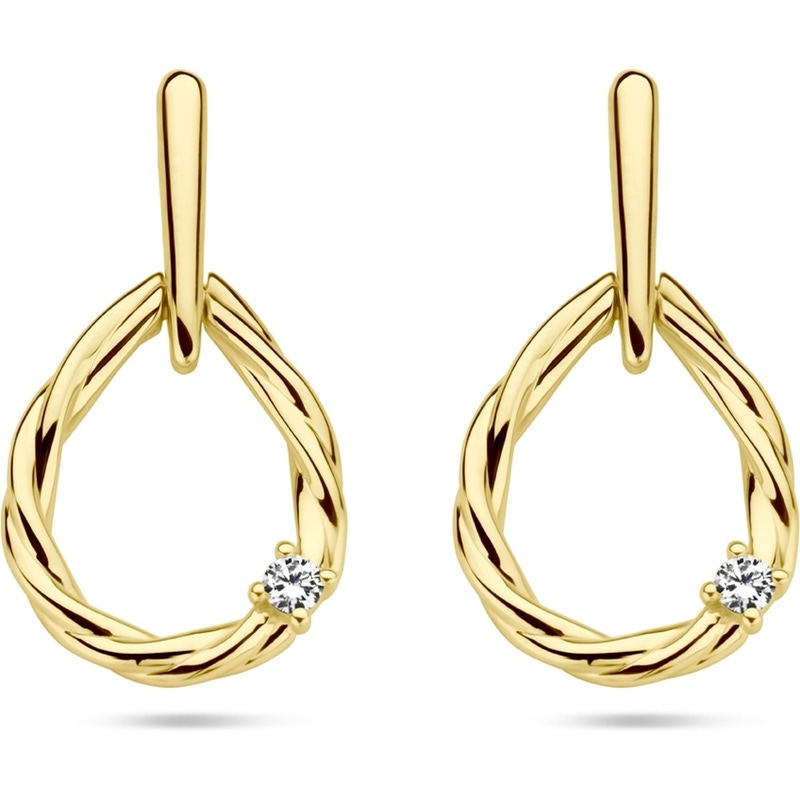 885810 14k gouden oorhangers met 0,05 ct diamant