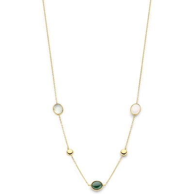 collier natuurlijke kleurstenen 42 - 45 cm 14K geelgoud