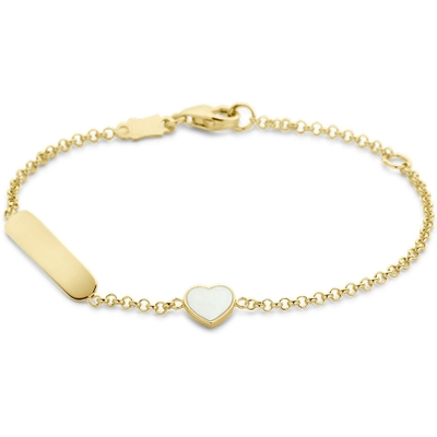 Treasure Collection 883962 14k gouden graveerarmbandje met parelmoer hart