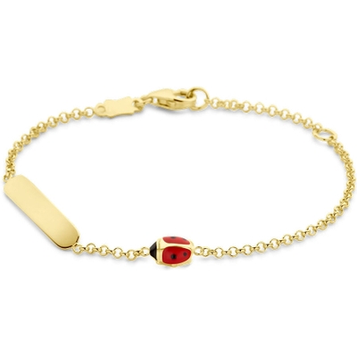 graveerarmband lieveheersbeestje plaat 35 mm 11 - 13 cm 14K geelgoud