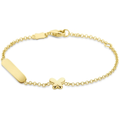 Treasure Collection 883963 14k gouden graveerarmbandje met vlinder