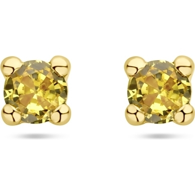 885804 14k gouden oorknopjes met synthetische citrien