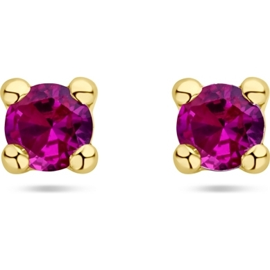 885806 14k gouden oorknopjes met synthetische robijn