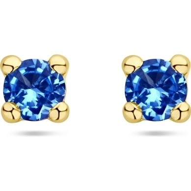 885807 14k gouden oorknopjes met synthetische aquamarijn