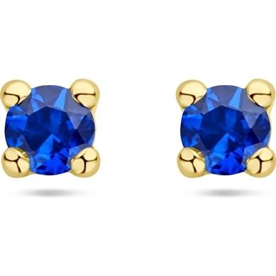 885809 14k gouden oorknopjes met synthetische saffier