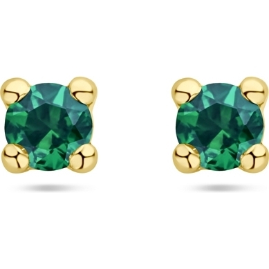 885812 14k gouden oorknopjes met synthetische samaragd