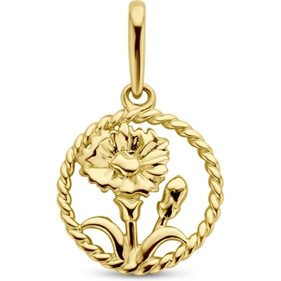 hanger met geboortebloem 17mm 14K geelgoud