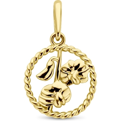 hanger met geboortebloem 17mm 14K geelgoud