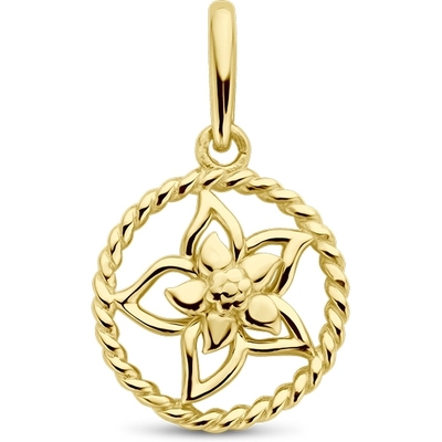 hanger met geboortebloem 17mm 14K geelgoud