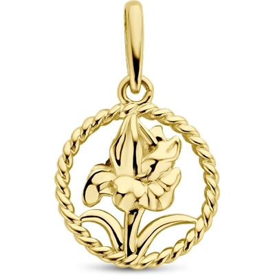 hanger met geboortebloem 17mm 14K geelgoud
