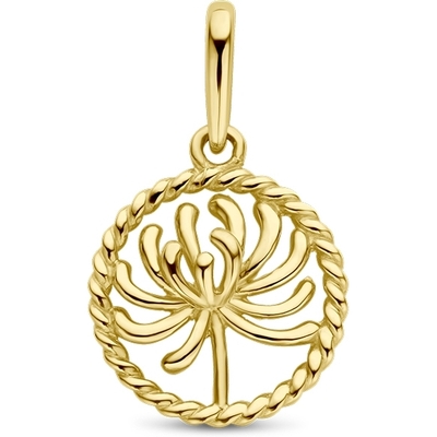 hanger met geboortebloem 17mm 14K geelgoud
