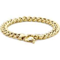 armband gourmette 77 mm 19 cm met groot springslot 14K geelgoud