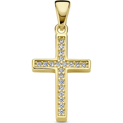 hanger kruis zirkonia 14K geelgoud