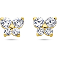 oorknoppen vlinder zirkonia 14K geelgoud