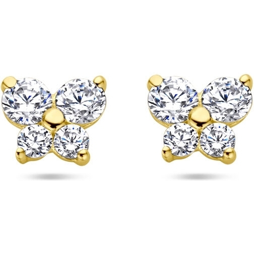 884009 14k gouden oorknopjes vlinder met zirkonia