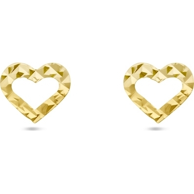 oorknoppen hart gediamanteerd 14K geelgoud