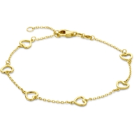 armband hartjes 17 - 19 cm 14K geelgoud