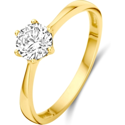884248 14k gouden solitair ring met zirkonia