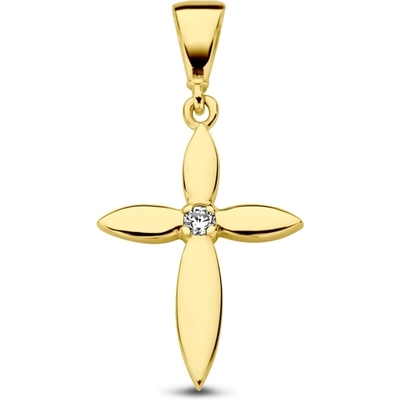 hanger kruis zirkonia 14K geelgoud