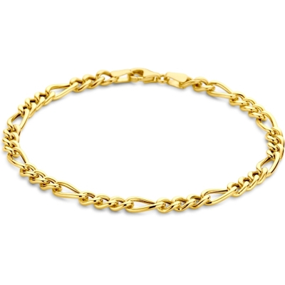 armband figaro 45 mm 19 cm 14K geelgoud